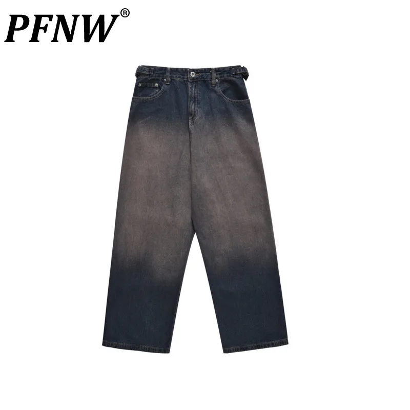 

PFNW Tide American High Street Punk Spray Painted Vintage Loose Denim Pants Men's Chic Waste Soil Casual Wide Leg Jeans 12Z5449