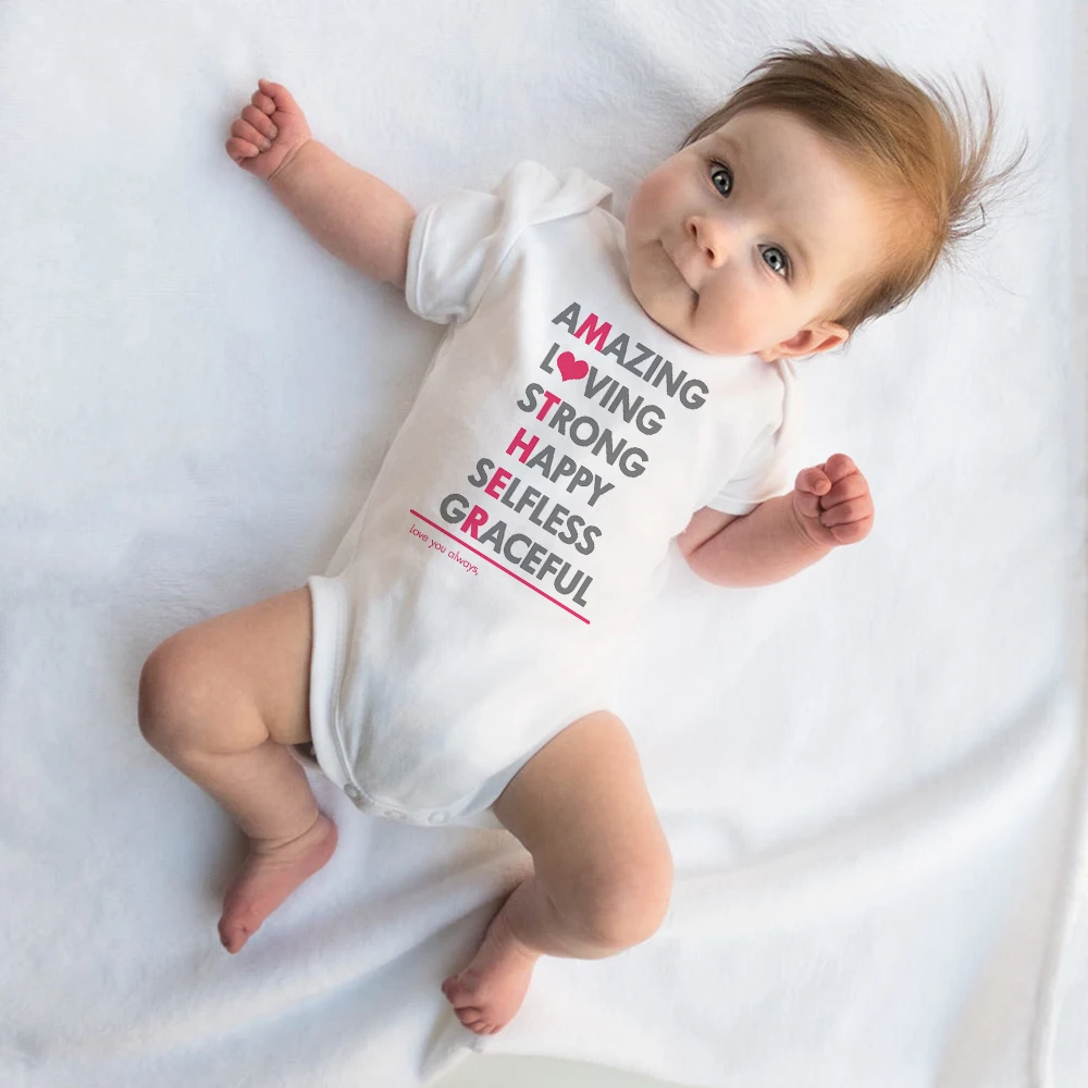 cute baby bodysuits Happy First Mother's Day newborn Baby Boys Girl Summer Infant Clothes Short Sleeve Bodysuit Mothers Day Playsuit Present for Mom cool baby bodysuits	