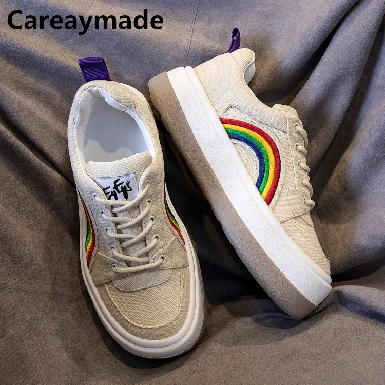 

Careaymade-Women's Casual Shoes Rainbow Thick Sole Canvas Shoes Japanese&Korean Shoes Female Student Leisure Fashion Shoes