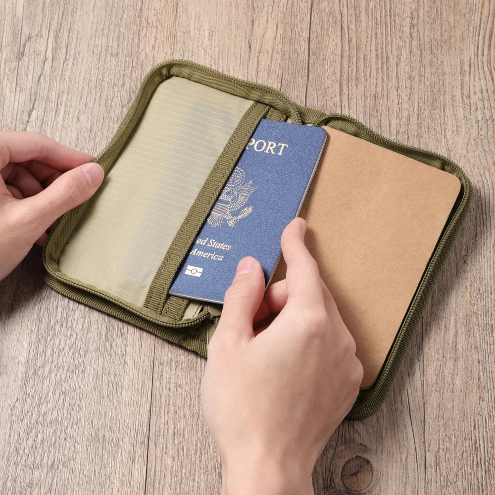 Notebook accessories canvas pocket journal cover with zipper for notebook passport phone pen card money outdoor activities