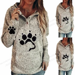 Dog Paw 3d Print Hoodie Women Fashion Hoodies Sweatshirts Vintage Hoodie Animal Sweats Long Sleeve Coats Autumn Winter Pullovers