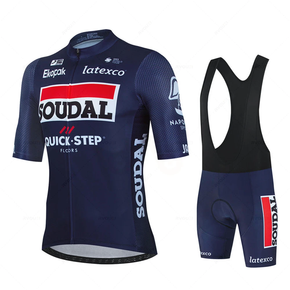 Soudal Quick Step Cycling Jersey Sets Short Sleeve Summer France Racing Bike Clothing Breathable MTB Bicycle Bib Suit Ciclismo cycling suit cycling jersey set
