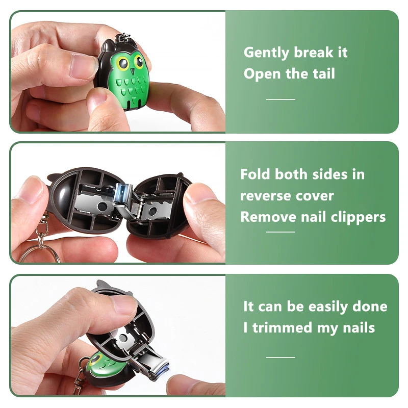 A New Owl Shape Mini Foldable Nail Clipper Travel Portable Nail Clipper With Keychain Manicure Tool