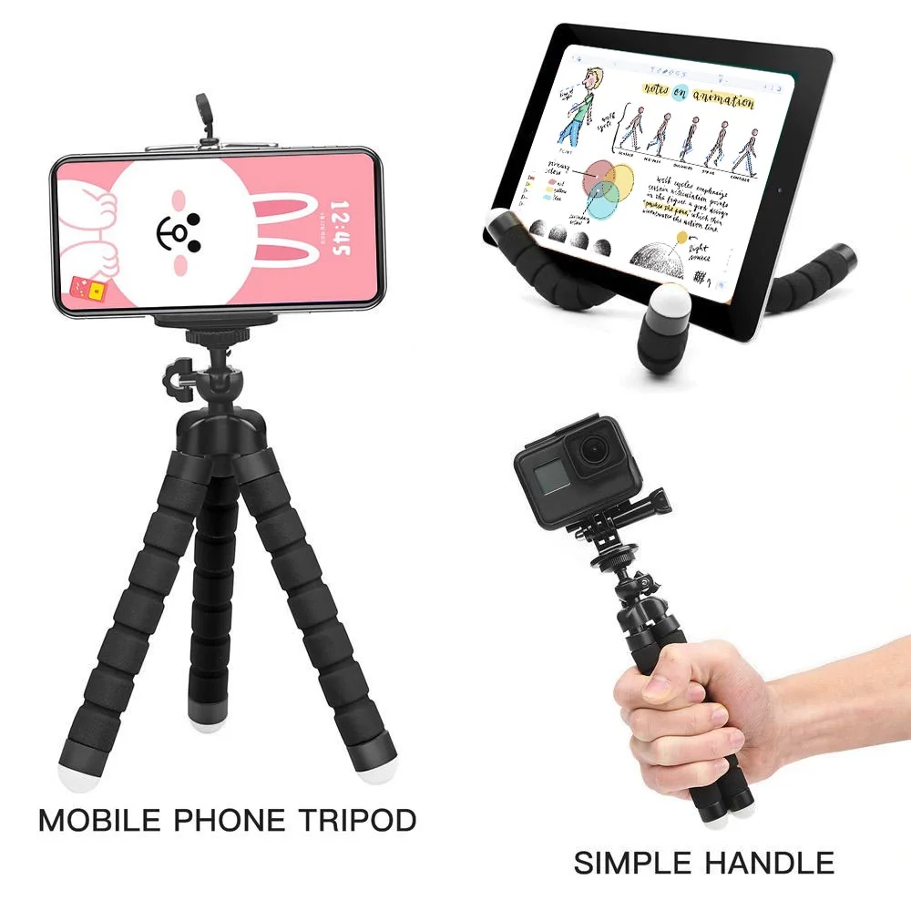 Supporto a forma di polpo spugnoso per streaming live, supporto per cellulare a deformazione libera, treppiede portatile per fotocamera_voghion.com