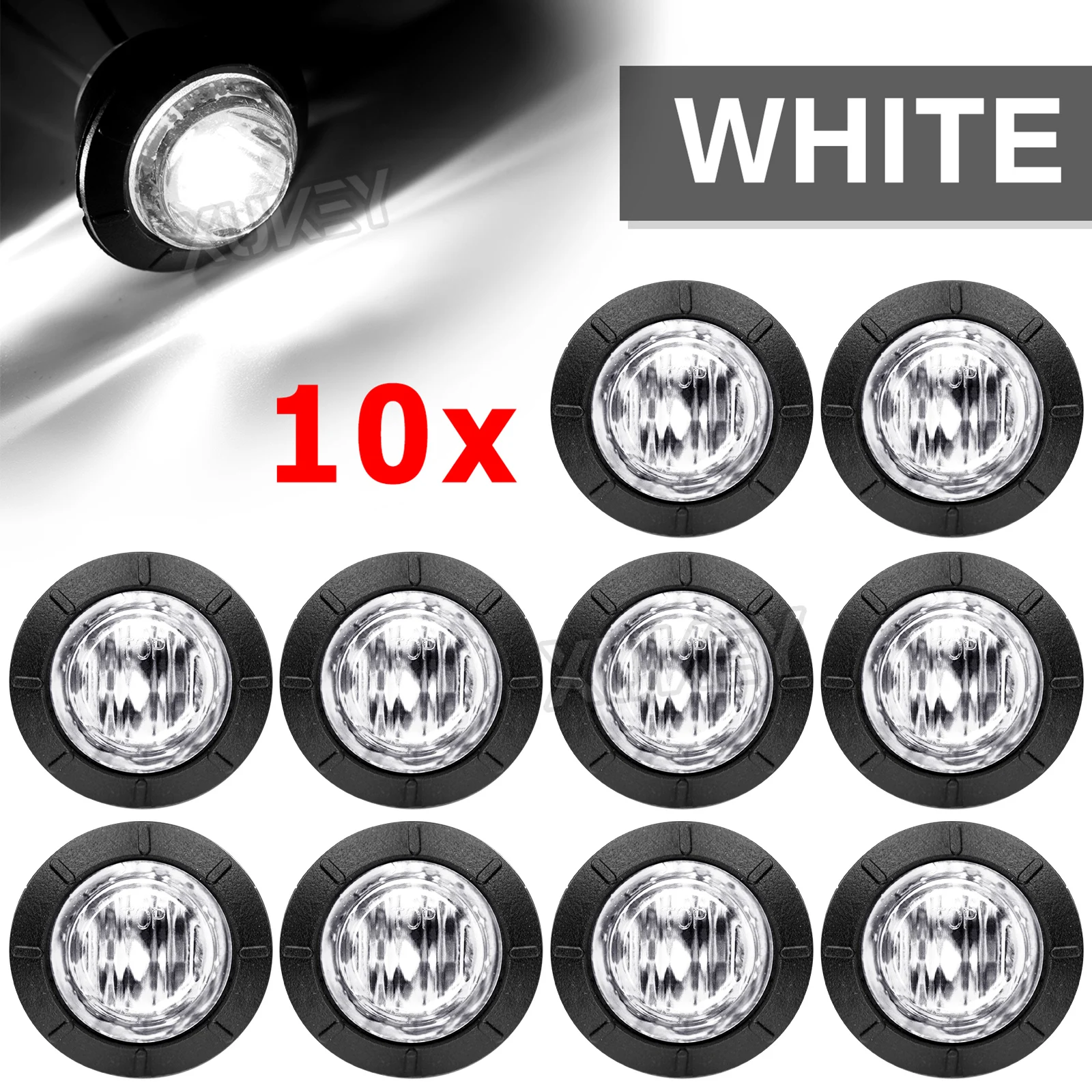 

10x Белая Мини-круглая 3/4 "габаритная лампа для радиатора, боковой маркер, сигнал светодиодный 12 В, 24 В, для трейлера, грузовика, прицепа, трейлера, RV, DRL