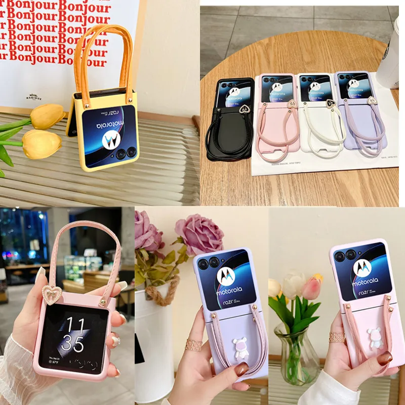 Ins Cute Heart Handbag Wristband Custodia Per Pc Custodia Per Motorola Razr 40 Ultra Custodia Per Moto Razr 40 Custodia Razr 40 Ultra Cover