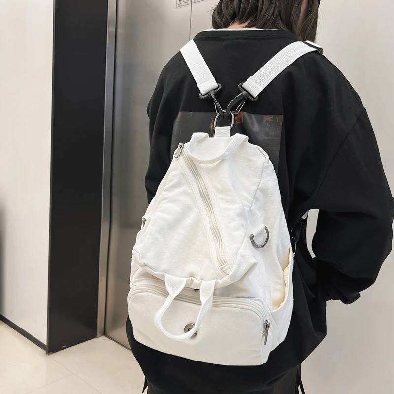 Small Canvas Fashion Backpack 2022 New Multi-function Bags Young Girl Casual Travel For Teenage Girls Solid Color Korean Style awesome stylish backpacks Stylish Backpacks