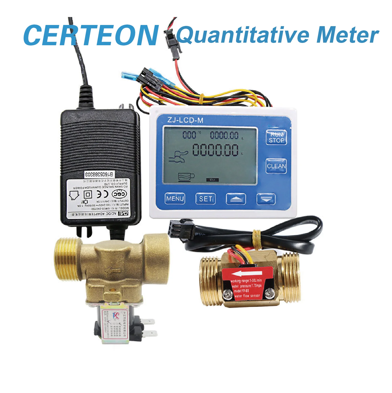 ZJ-LCD-M Digital Liquid Filling Controller Kit with Brass Water Flow Sensor LCD Display Auto Dispenser System