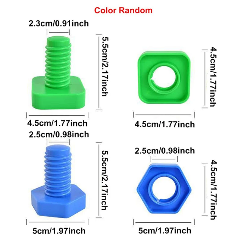 4PCS Matching Screws Children Early Education Puzzle Toys Plastic Split Nut Desktop Interactive Toys Color Shape Cognition TMZ 6