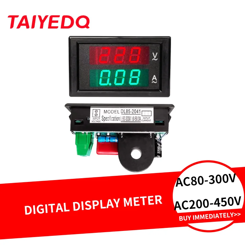 AC Digital Voltmeter Ammeter 220V 380V 50A 100A DL85 2042 Dual Display