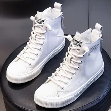 

Top Layer Cowhide Women's White Shoes 2022 Spring New Flat Casual High Gang Fashion Non-slip Women Wenuine Leather Shoes Fleece