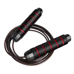 Enhanced Fitness Adjustable Jump Rope Steel Cable Exercise Equipment (Black Red 1pc)