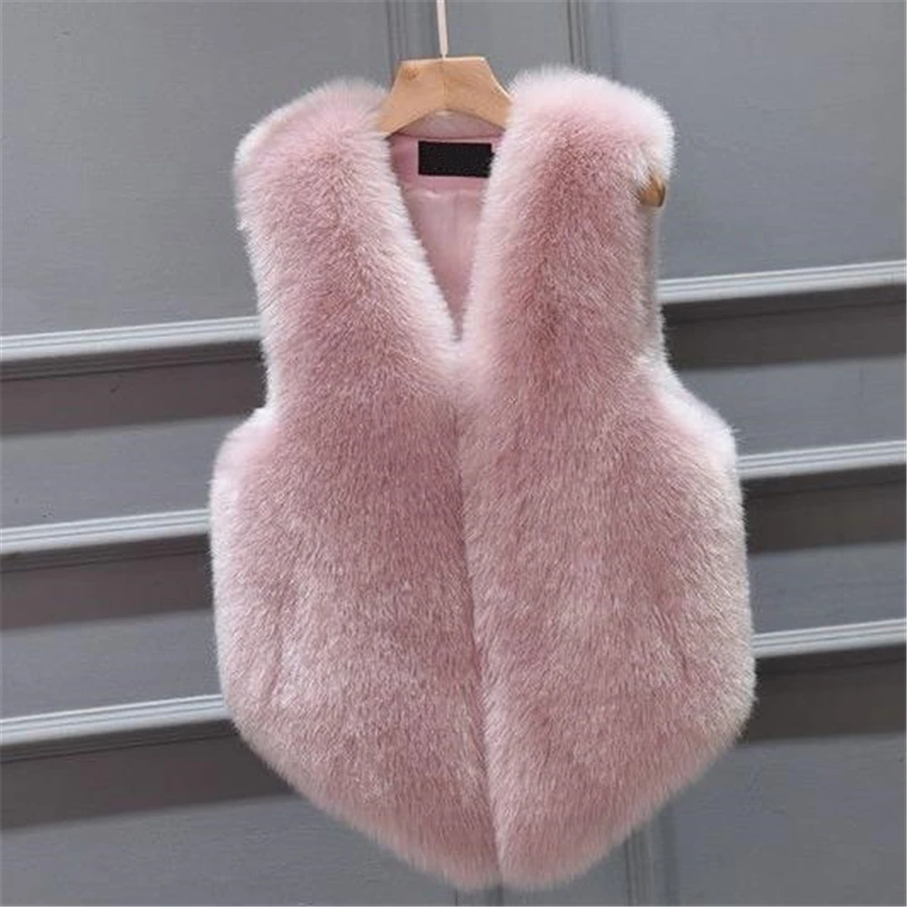 

High quality Imitated Fur Vest coat Luxury Faux Fox Warm Women Coat Vests Winter Fashion furs Women's Coats Jacket Gilet Veste
