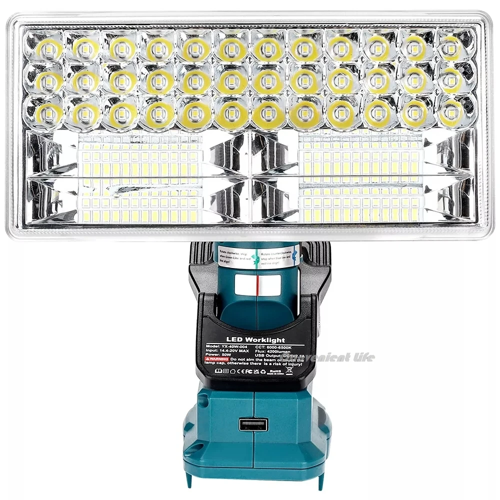 4200LM Cordless LED Work Light for Makita 18V Battery Floodlight Spotlight Flash