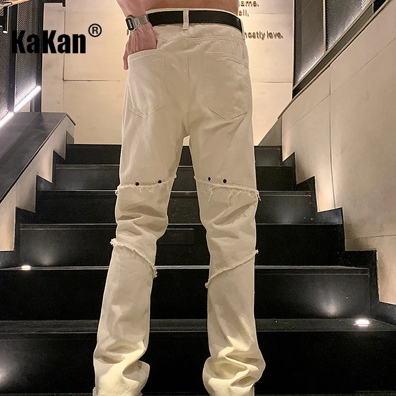 Kakan - New Niche Design with A Subtle Flare Denim for Men, High Street Retro Slim Straight Pants K24-XTD988