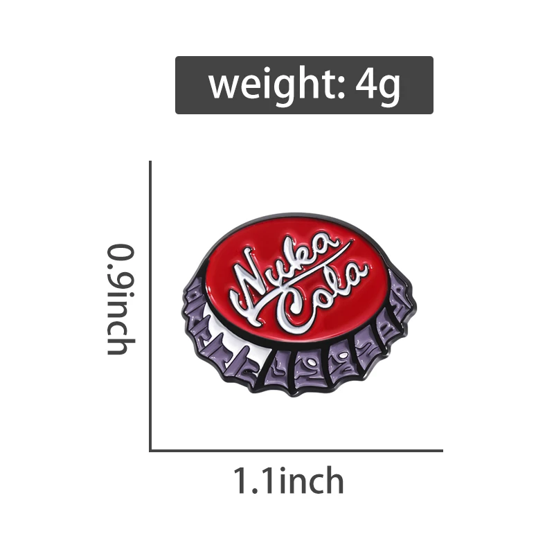Enamel Pins 2 Styles Nura Cola TM Enamel Pins Creative Coke Bottle Cap Badges Backpack Lapel pins Brooches Cartoon Jewelry Accessories Gifts