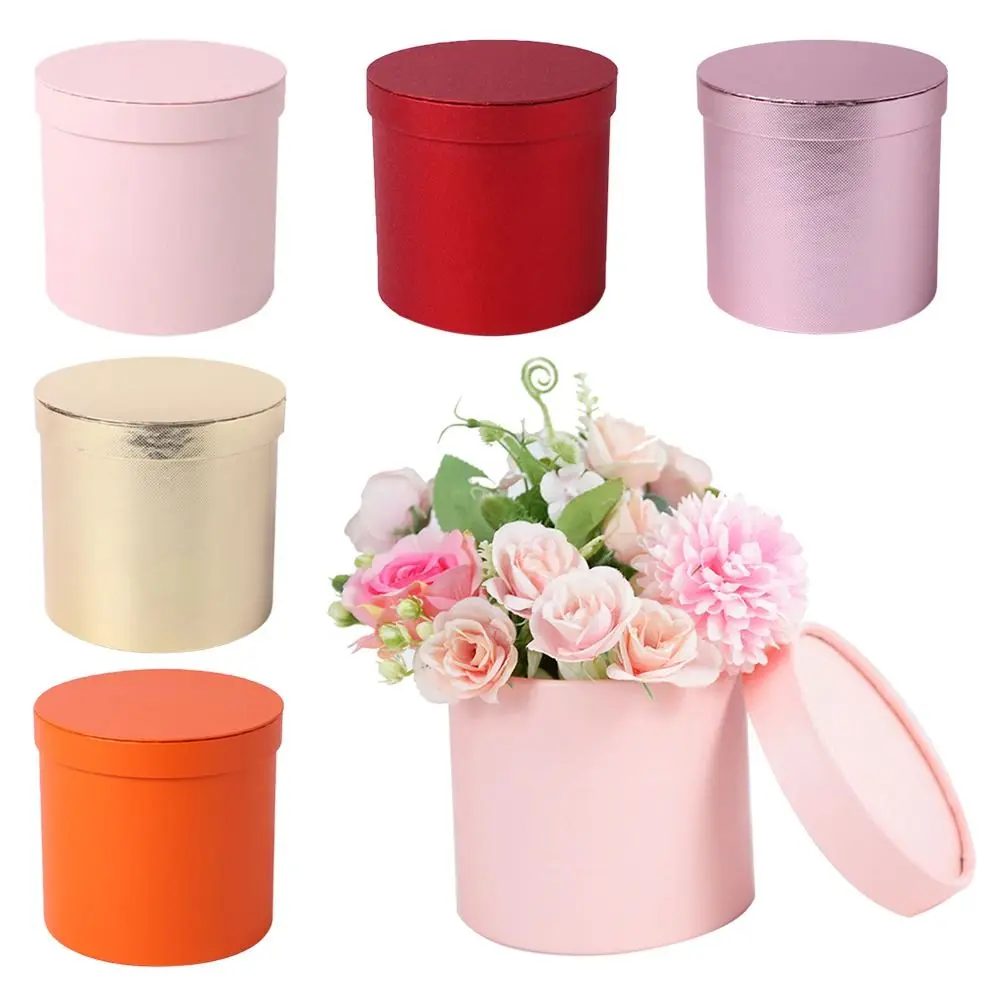 

Small Flowers Box Round Rose Packaging Bag Cardboard Gifts Boxes Wedding Birthday Party Candy Flower Paper Basket Decoration
