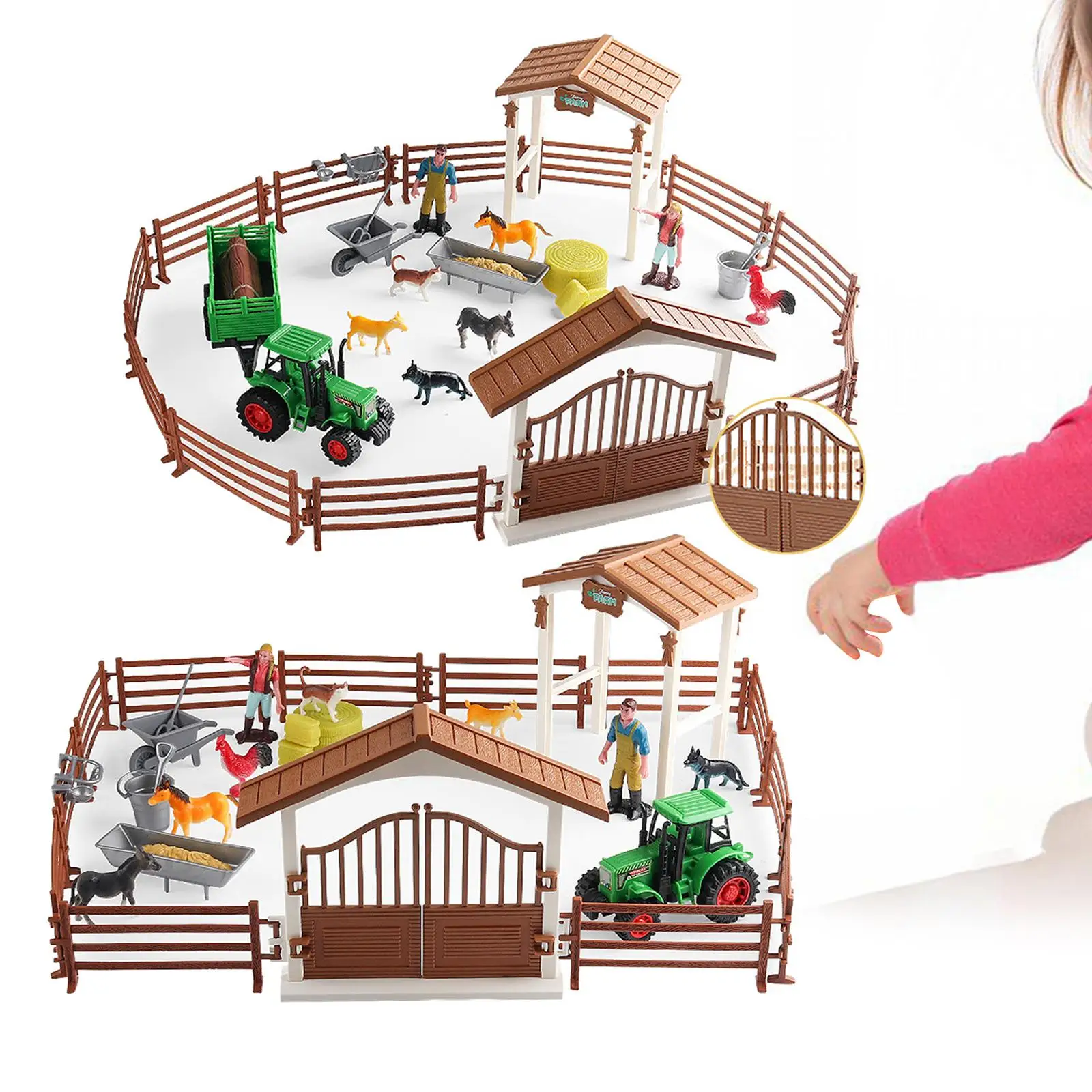 Mini Barn Farm Toys Playset with Big Farm House Tractor Truck Christmas Birthday 3