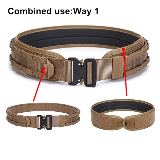 3 in 1 Battle Belt Waist Band, Quick Release 1.75" MOLLE Belt with Inner and Anti-Slip Pad- Heavy Duty Battle Belts 4