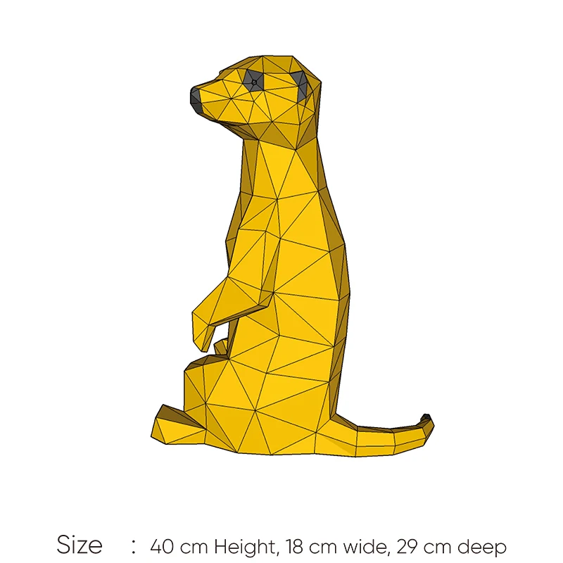 Meerkats Suricate Animal Paper Model Porch Decor 3D Hand Made Papercraft Model Kit DIY Origami Corridor Ornament Puzzles