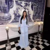Robe Maxi élégante pour femmes, à volants, manches longues, ajourée, robes de soirée, Chic, vert, bleu, violet, nouveau, vacances d'été