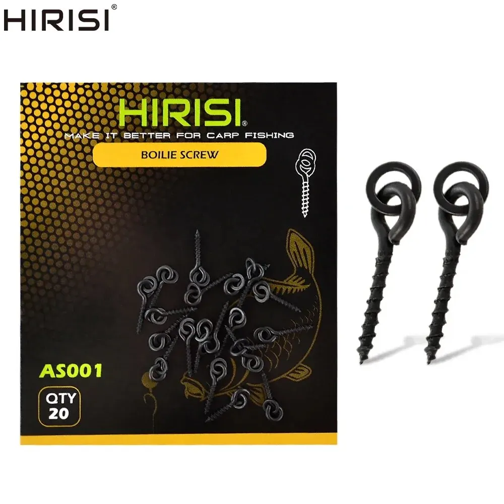 Hirisi kit 20 pièces pour la pêche à la carpe : vis à boilies, anneaux solides
