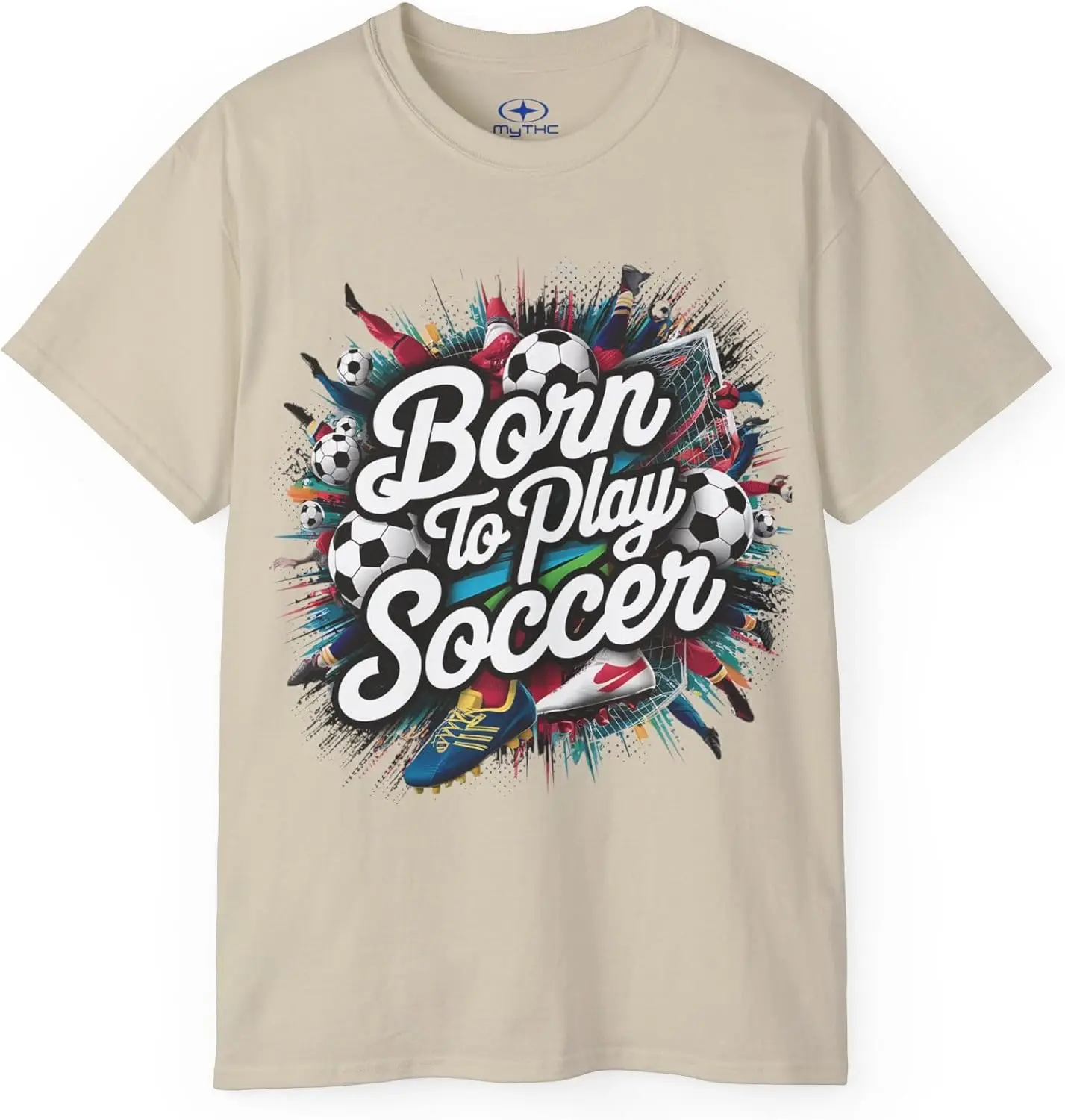 

Born to Play Graphic Soccer Lover Tees, Unisex, Crew Neck, Soccer Ball Print T-Shirt Multicolor