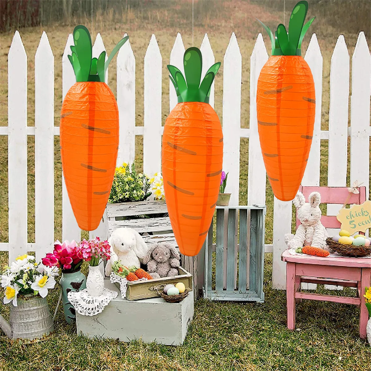 

Carrot Paper Lanterns Easter Lanterns Colorful Folding Lampshades Bunny Easter Rabbit Happy Easter Day Decor Carrot Lanterns