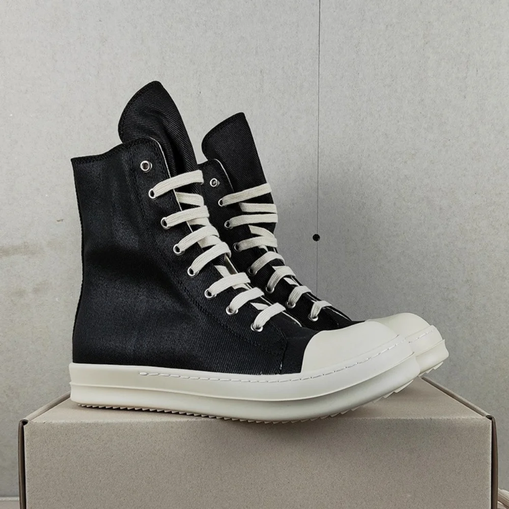 R-o High Top Ankle Boot Black Canvas 4