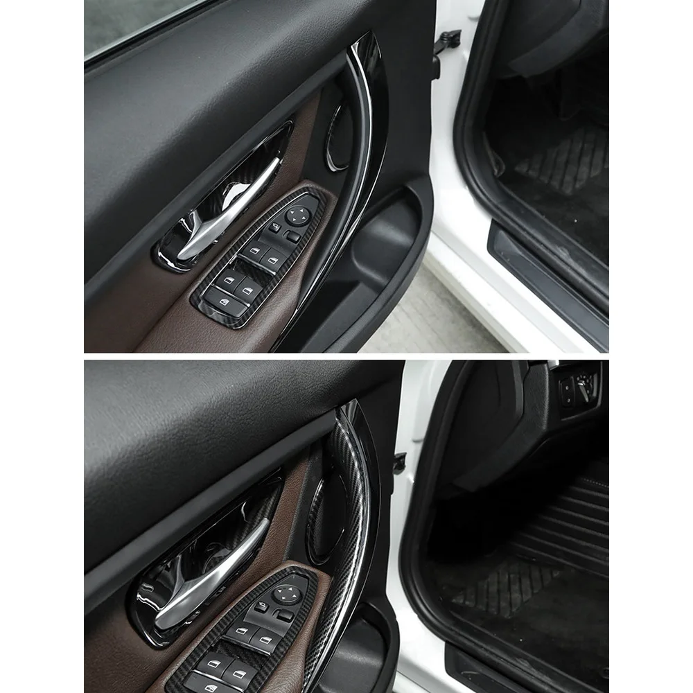 

2Pcs ABS Interior Door Handle Pull Protective Cover for - 3 4 Series 3 Series GT F30 F35 2013-2019 Black