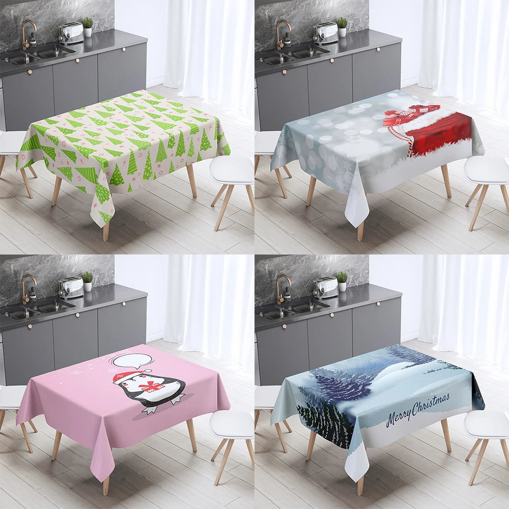 

Christmas themed printed tablecloth for home decoration rectangular gathering anti fouling dust cover