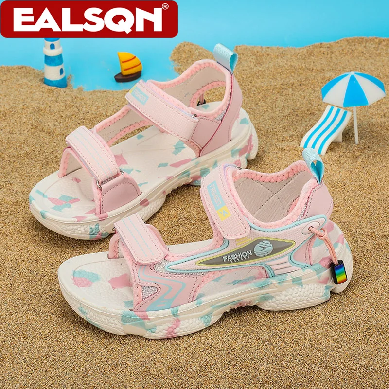 4 가지 색상 통기성 어린이 샌들 소년 소녀 경량 소프트 솔 여름 해변 신발 캐주얼 편안한 플랫 워킹 샌들