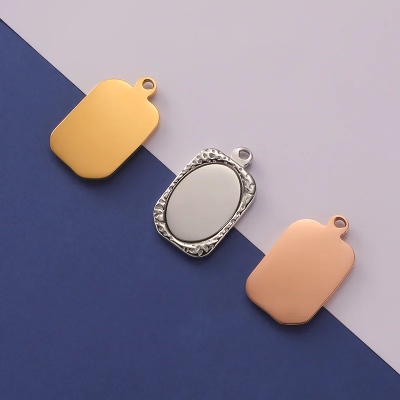 10Pcs/Lot Square Mirror Polish Stainless Steel Charm Pendant Accessories DIY  Necklace Keychain For Gift Jewelry Making
