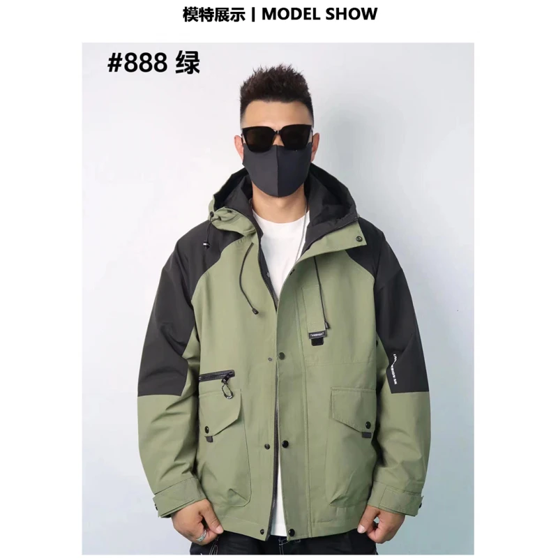 

Autumn 2023 Hooded Crock Jacket Men's Trendy Brand Casual Outdoor Charge Clothes Large Size Fat Man Loose Men's Jacket