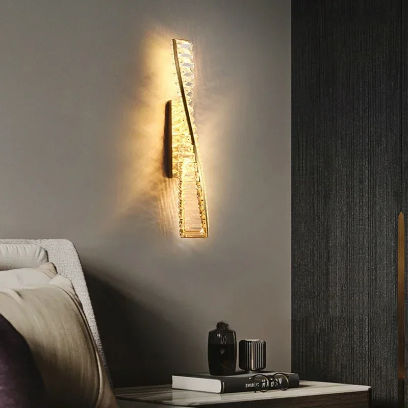 

Роскошный Золотой стеклянный настенный светильник для спальни, прикроватной тумбочки, гостиной, внутреннего освещения, фоновое освещение, коридор, лестница, декоративный