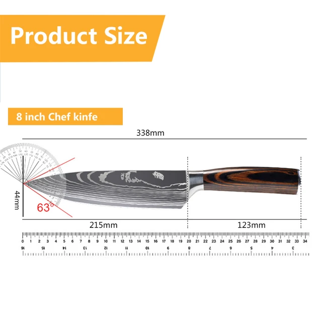 Coltello da chef 1-10 pezzi Set Coltelli da cucina Laser Damasco Modello Affilato Coltello giapponese Santoku Mannaia Coltello multiuso per affettare 6