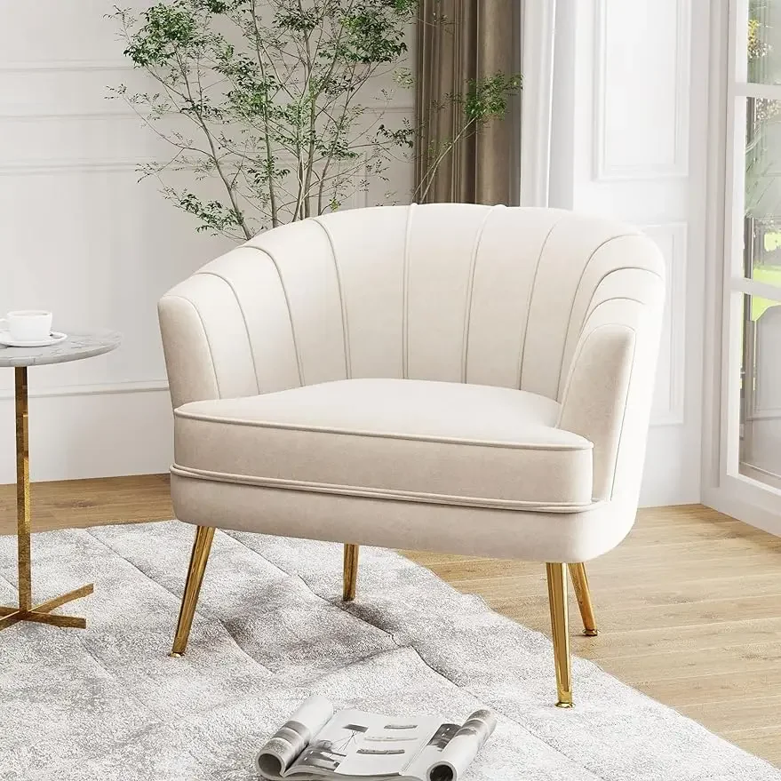 SHINEBOOM Velvet Accent Chairs for Living Room Bedroom Office Leisure Upholstered Single Sofa Chair Arm Chair Comfy Rea
