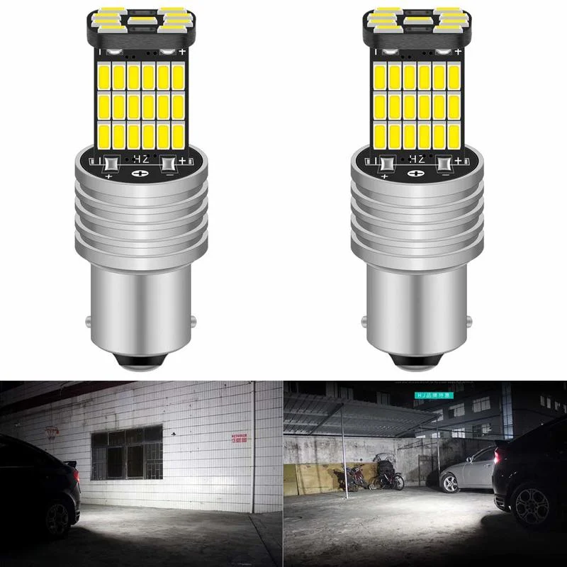 

2pcs 1156 P21W BA15S 4014 45SMD Decoder Lamp Canbus Bulb Car LED Turn Signals Reverse Light Chips for VW Golf Passat B5 B6 6000K