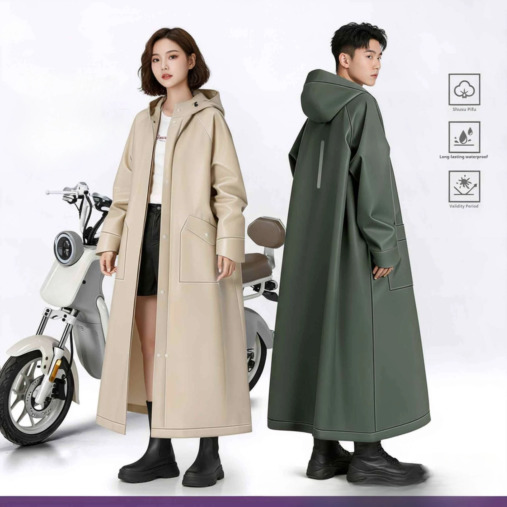 전기차, 오토바이 라이딩, 여성용 비옷, 일체형 아우터 판초, 빗물 방지 라이더..