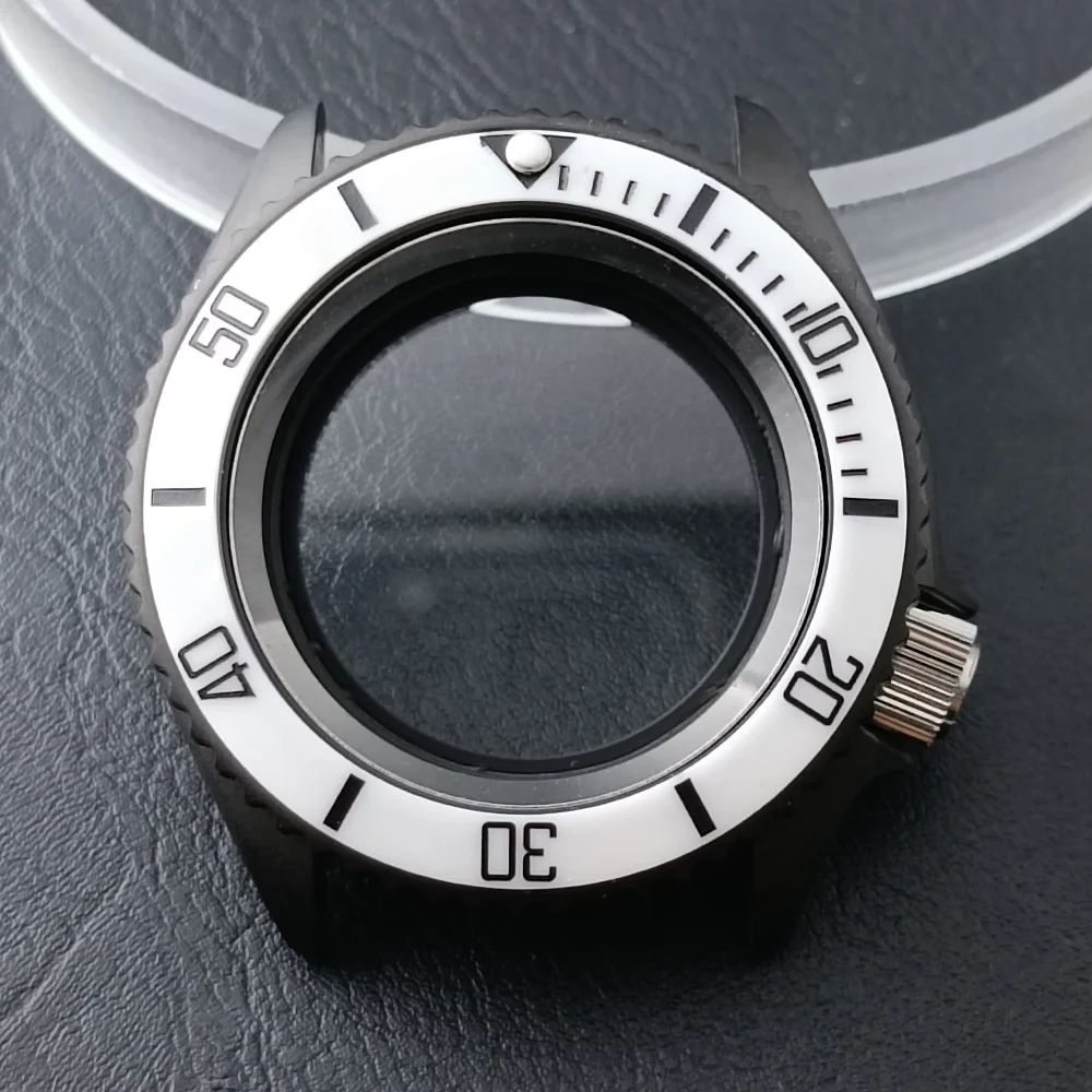High-Quality 42mm Men's Steel Black Watch Case with Sapphire Glass and 22mm Band