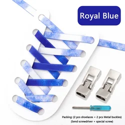 Vibrant Rainbow No - Tie Elastic Shoelaces (Royal blue)