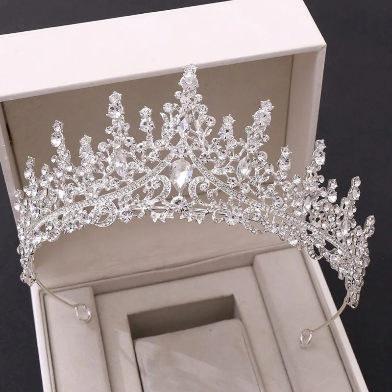 Itacazzo Bridal Headwear Set Crown Necklace Earrings Four Piece Silver-Colour Fashion Tiaras for Women Wedding Birthd,bridal jewelry sets
