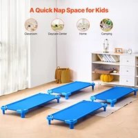 VEVOR Lit de sieste empilable pour enfant, 4 pcs, lit de couchage portable pour tout-petits, 130 x 57 cm, lit de garderie pour enfants, pour salle de classe préscolaire, pour dormir, se reposer, bleu 2