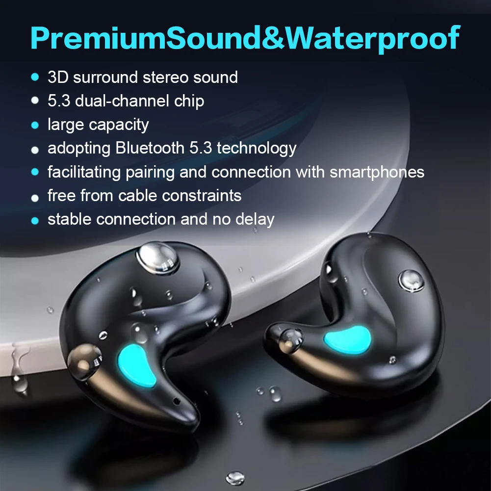 Invisible Bluetooth 5.3 Sleep Headphones with Charging Case
