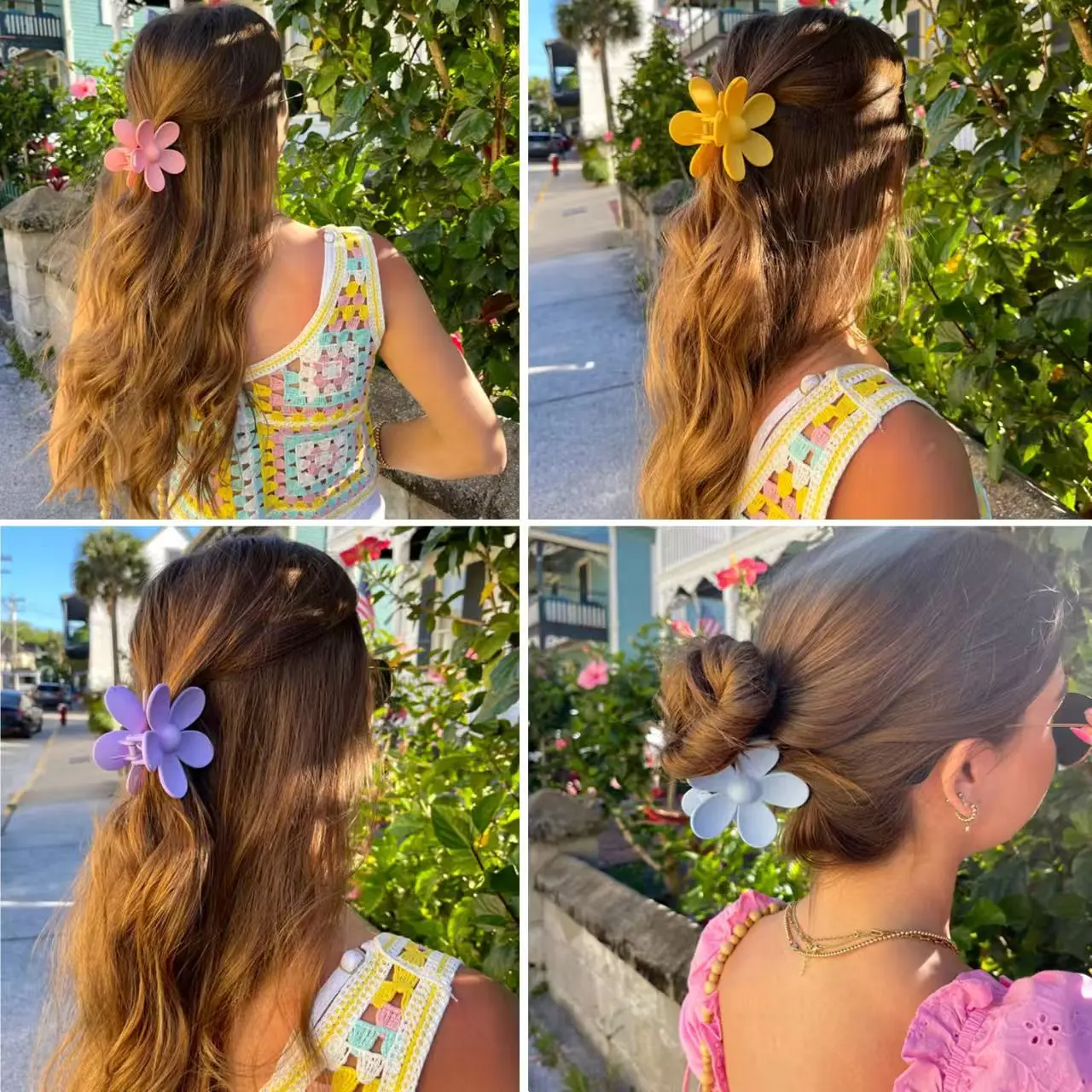여성용 대형 꽃 발톱 클립 두꺼운 머리 소녀 Dasiy Strong Hold Matte Hair Clamps Headwear Barrette 헤어 액세서리