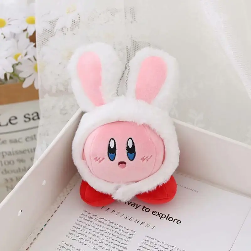 Rabbit Kirby Plush Keychain Kawaii Pink Cartoon Rabbit Star Kirby Lover Kawaii Accessories Bag Ornaments Baby Gfit Toys 2023 New