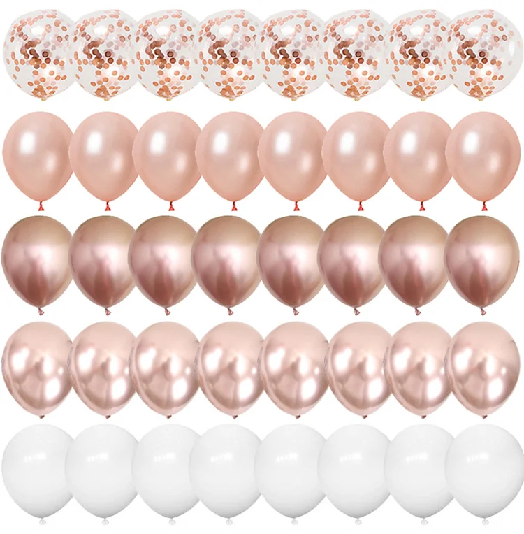 Description Picture 2 of item40pcs Rose Gold Confetti Latex Balloons Party Backdrop Adult Kids Birthday Wedding Decoration Bachelorette Anniversary Supplies