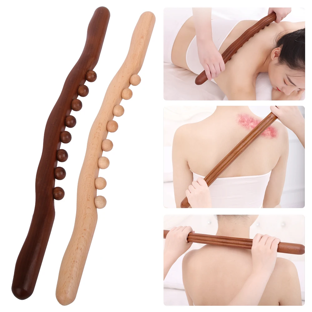 

8 Beads Gua Sha Stick Wooden Body Massage stick Handheld Abdomen Cellulite Massager For Backpain Relief Wood Therapy Massage Cup