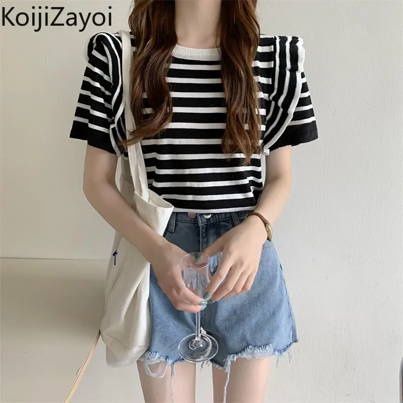 

Koijizayoi Casual Women Loose Tshirt Summer Fashion Lady O Neck Short Sleeves Ruffles Tees Shirt Tops Outerwear Students Tshirts