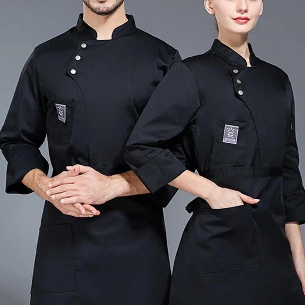 Men Women Chef Tops Single-breasted Button Chef Coat Waterproof Anti-dirty Uniforms for Men Women Solid for Restaurant
